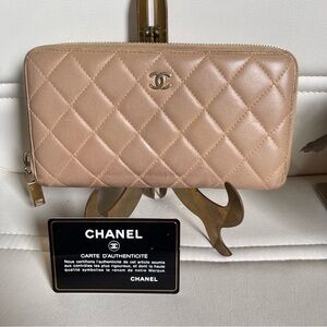 Authentic Chanel Quilted Long Zippy Wallet